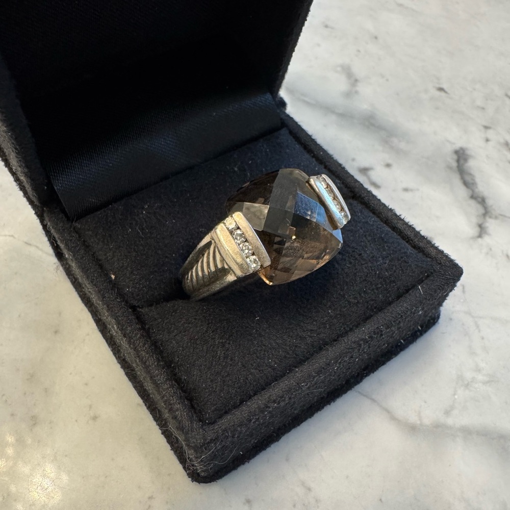 David Yurman Smokey Quartz and Diamond Ring